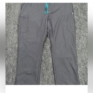 Figs scrubs Gray Pants with Teal Drawstring